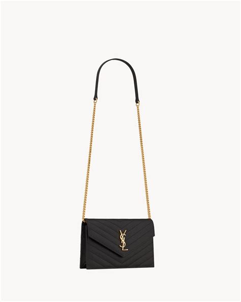 ysl wallet on chain grain de poudre|SAINT LAURENT Grain De Poudre Matelasse Chevron .